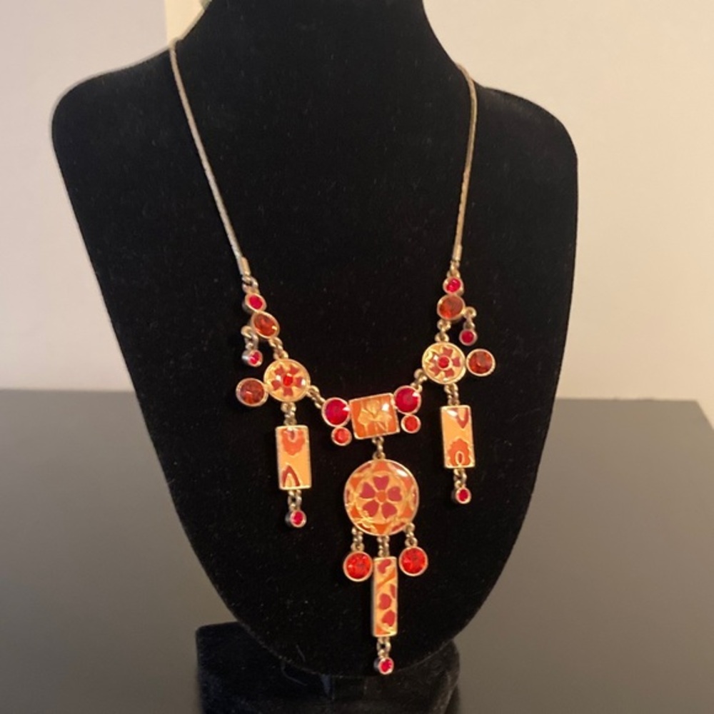 Pilgrim Red and Gold Statement Necklace